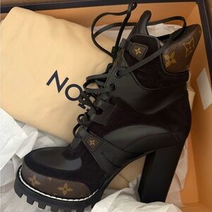 Louis Vuitton Black and Brown Heeled Boots